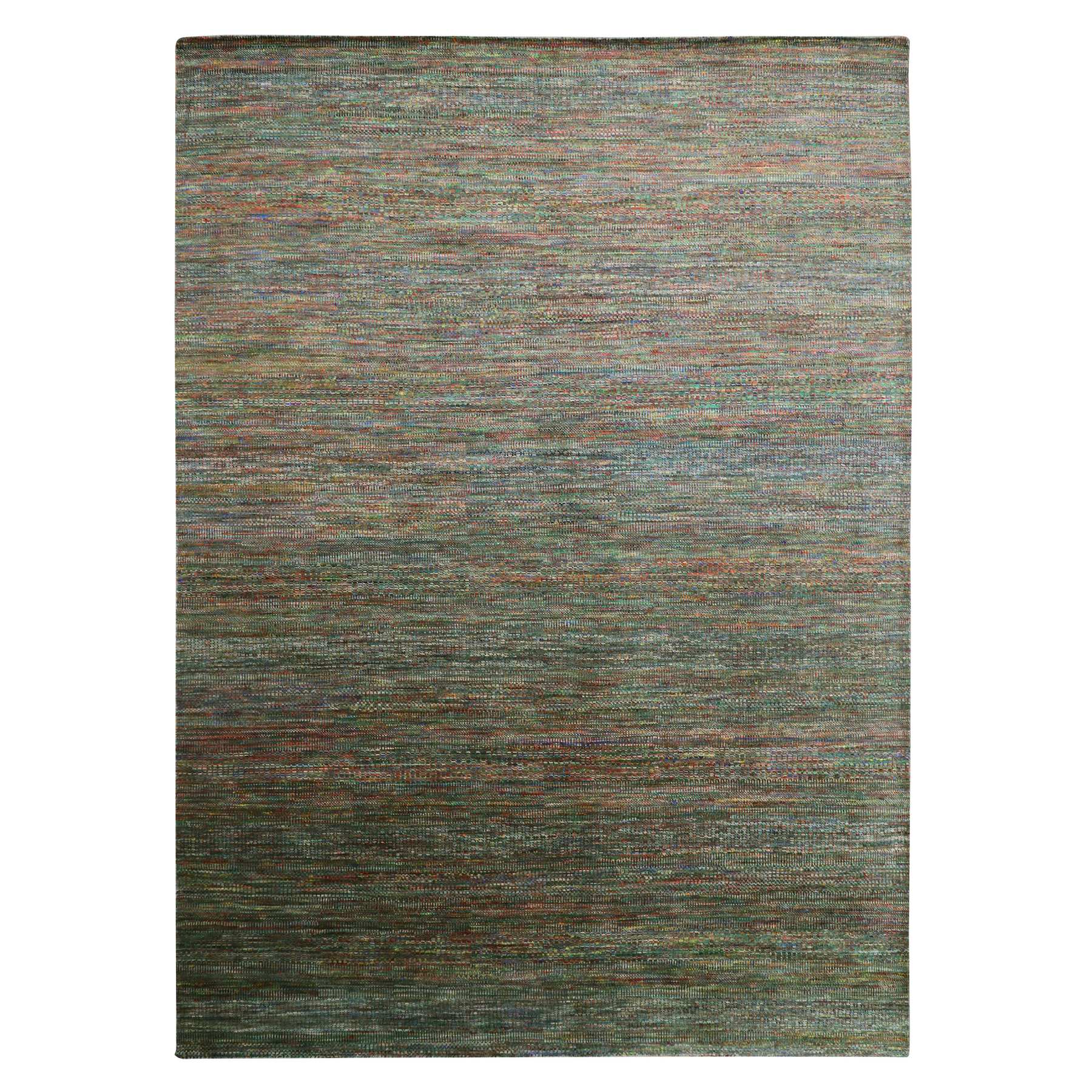 10'x14' Asphalt Black, Modern Grass Design, Wool and Silk, Hand Knotted, Tone on Tone, Oriental Rug 